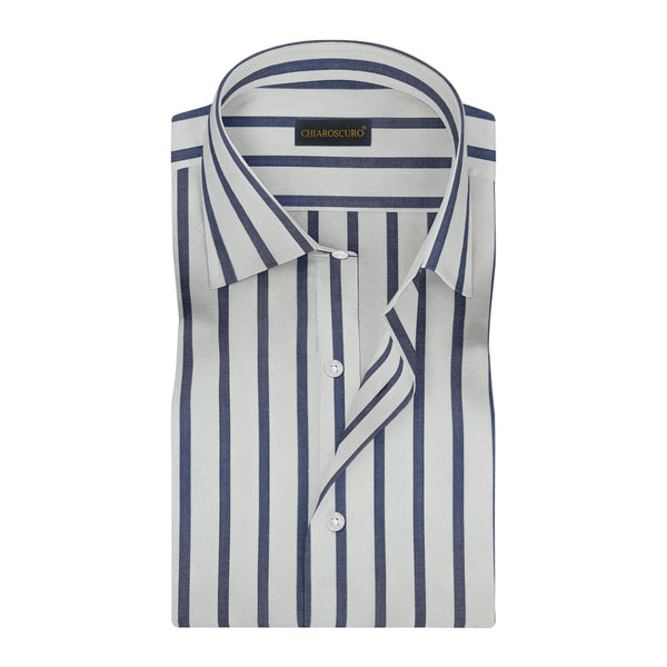 white with blue stripes