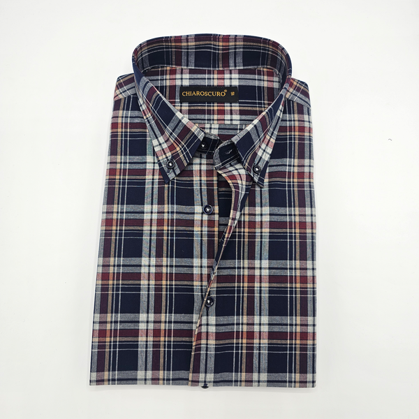 Navy & Maroon Gingham Shirt