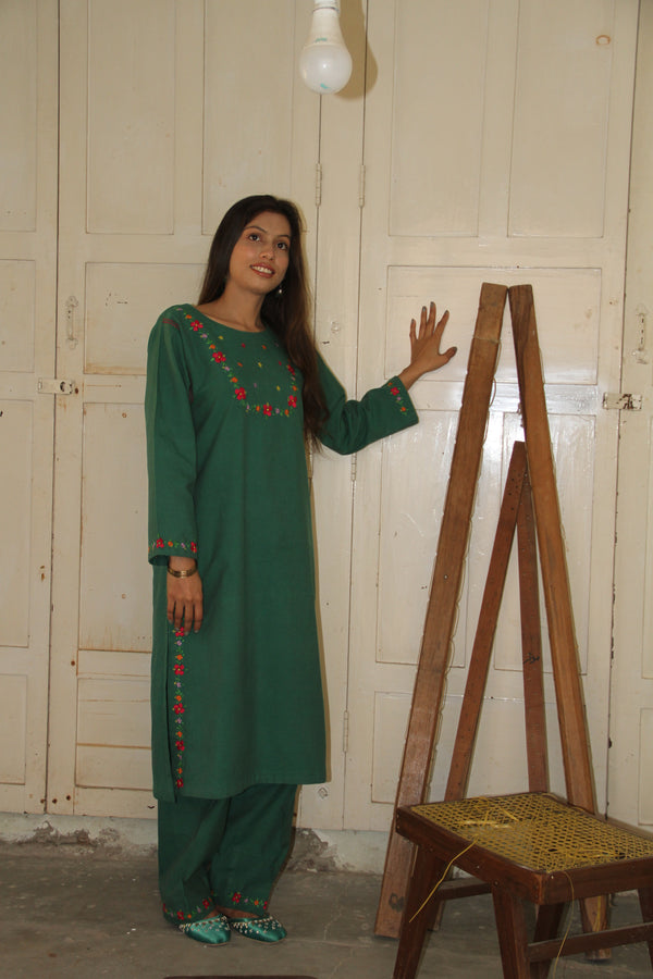 Forest Green Kurta and Trouser 2pc