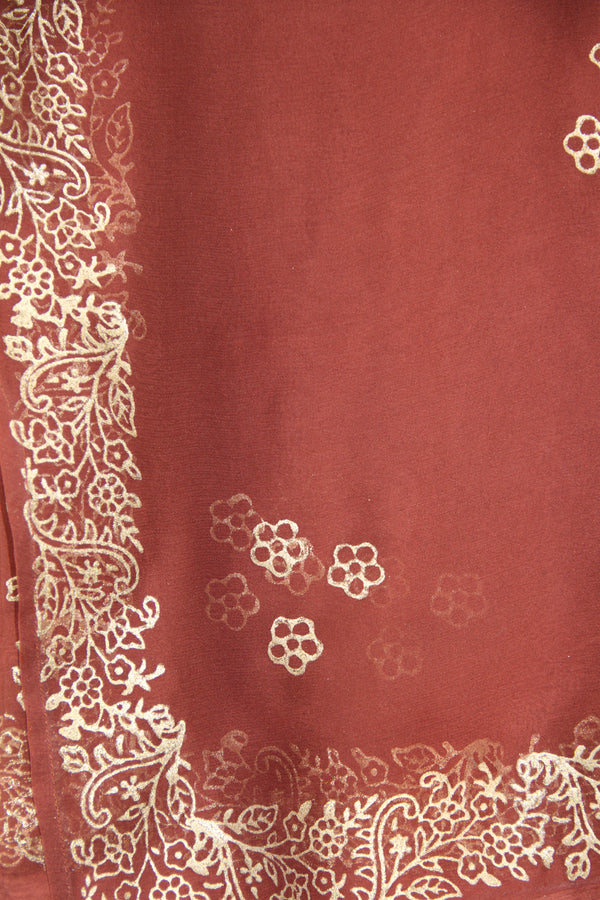 Rust Brown Chiffon Duppata 1pc