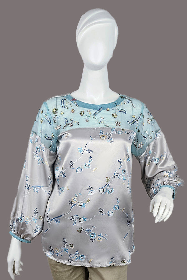 Light Grey Chimose Silk Shirt