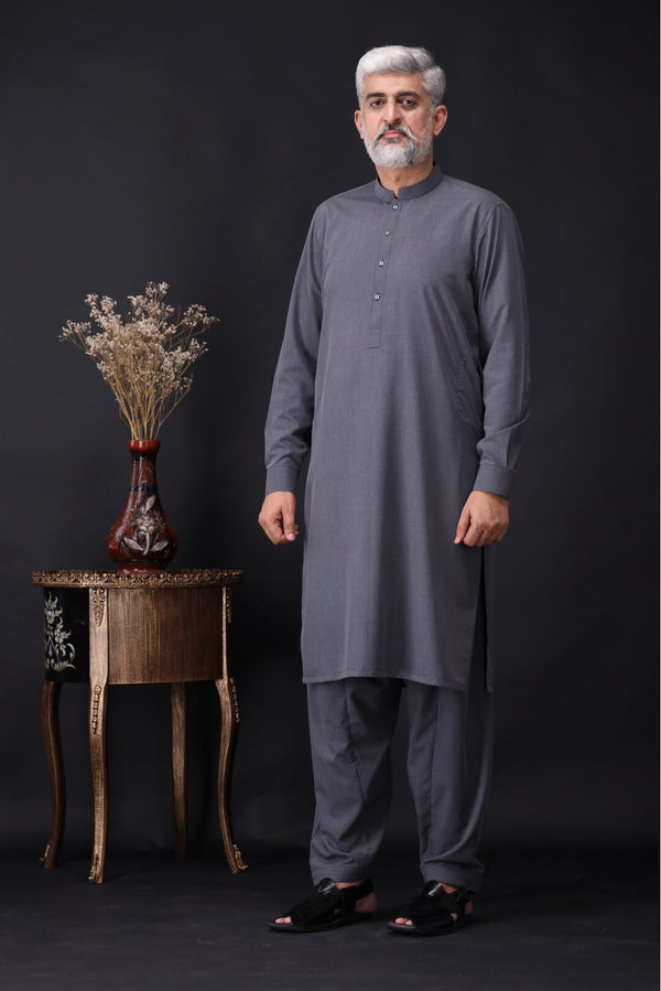 Charcoal Grey Kameez Shalwar