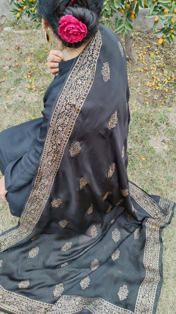 Black Silk Duppata 1pc